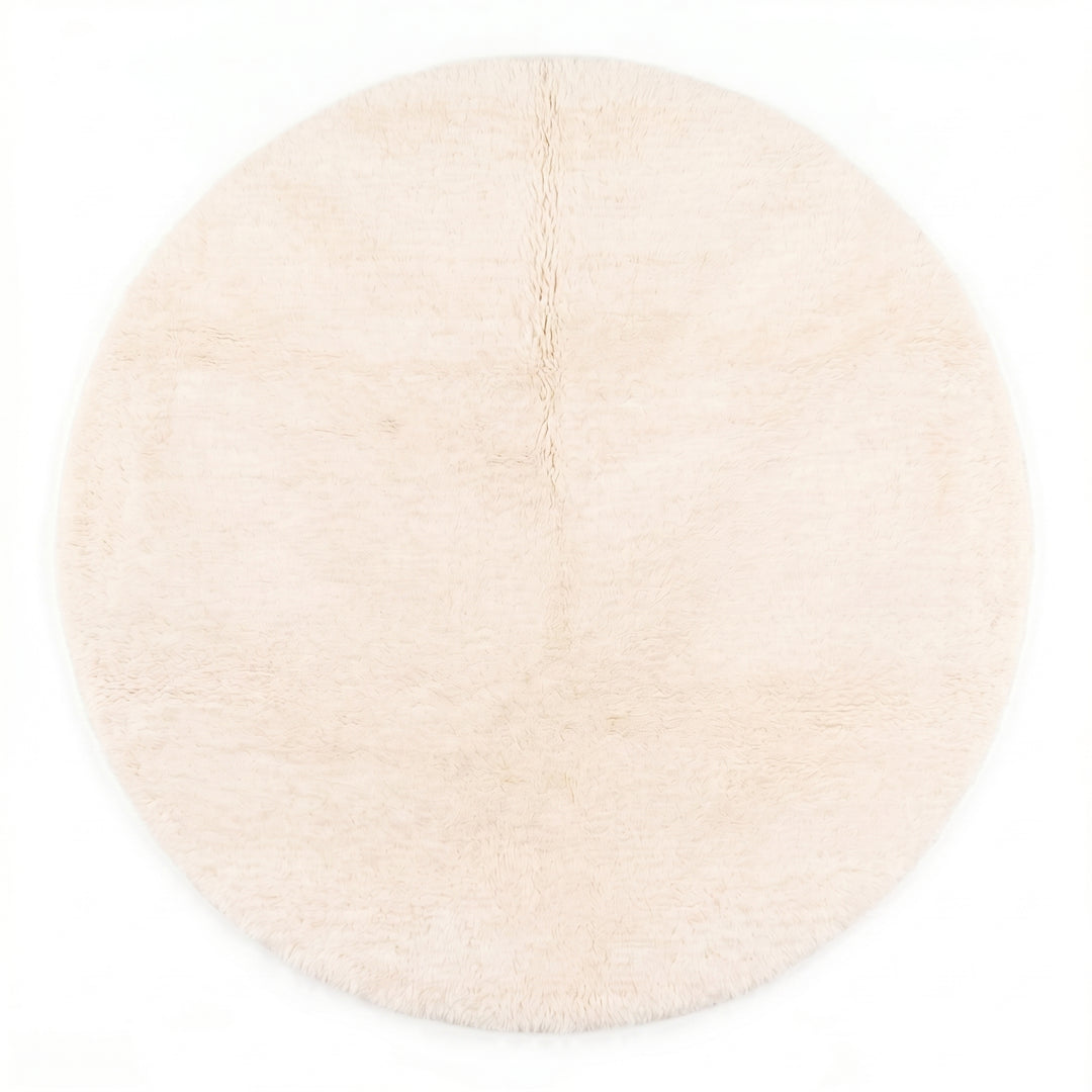 Custom Moroccan Round Rug – Pure Undyed Minimalist Cream