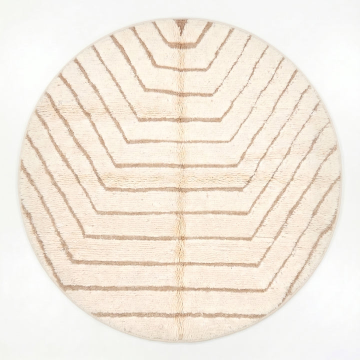 Tapis Rond Marocain Sur Mesure – Crème et Beige Naturel