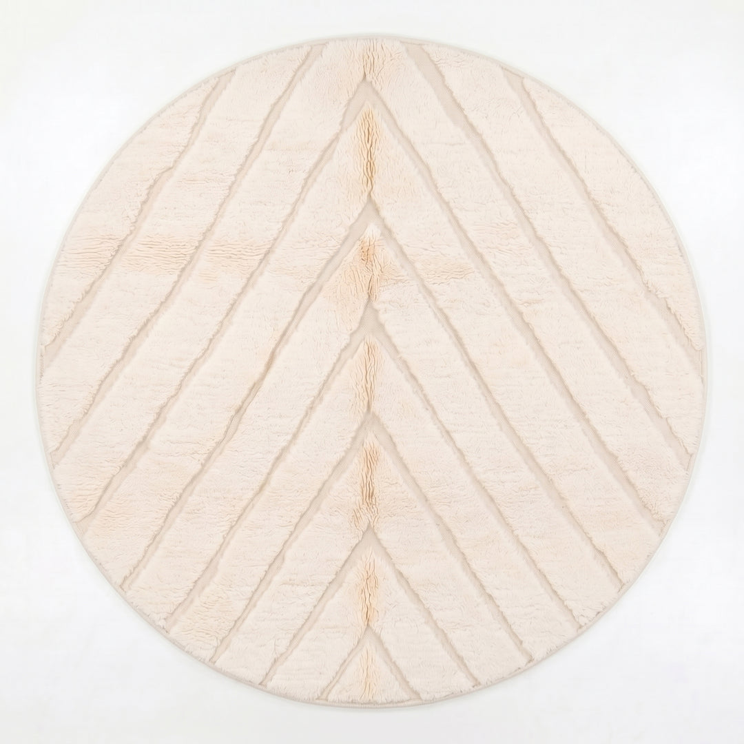 Custom Moroccan Round Rug – Carved Geometric Lines