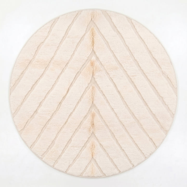 Custom Moroccan Round Rug – Carved Geometric Lines