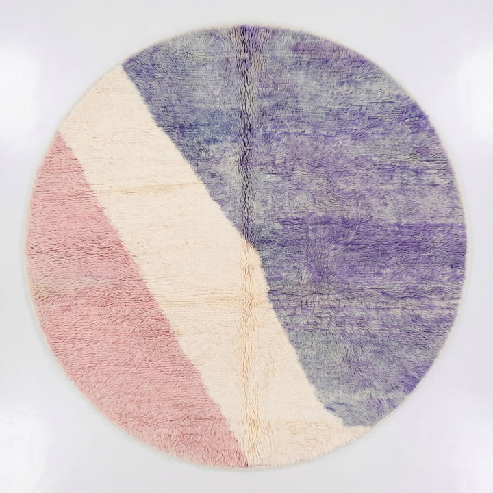 Custom Moroccan Round Rug – Plush Purple and Pink Wool