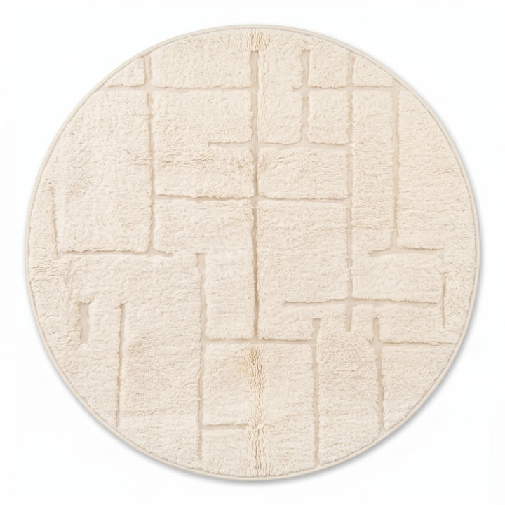 Custom Moroccan Round Rug – Modern Sculpted Minimalist