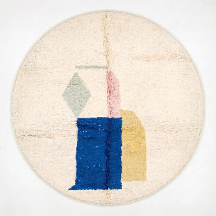 Custom Moroccan Round Rug – Plush Wool Abstract Geometric