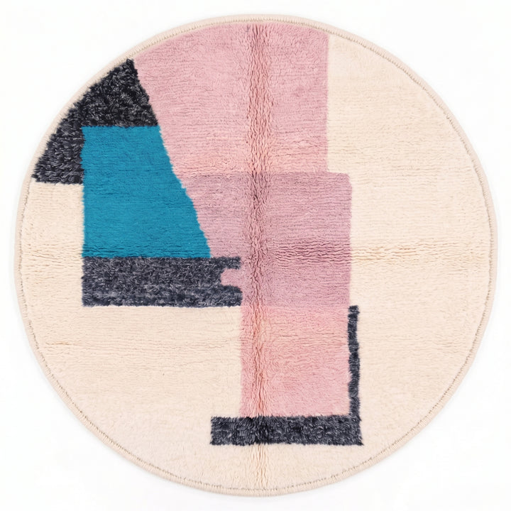 Tapis Rond Marocain Sur Mesure – Blocs de Couleurs Abstraits Modernes