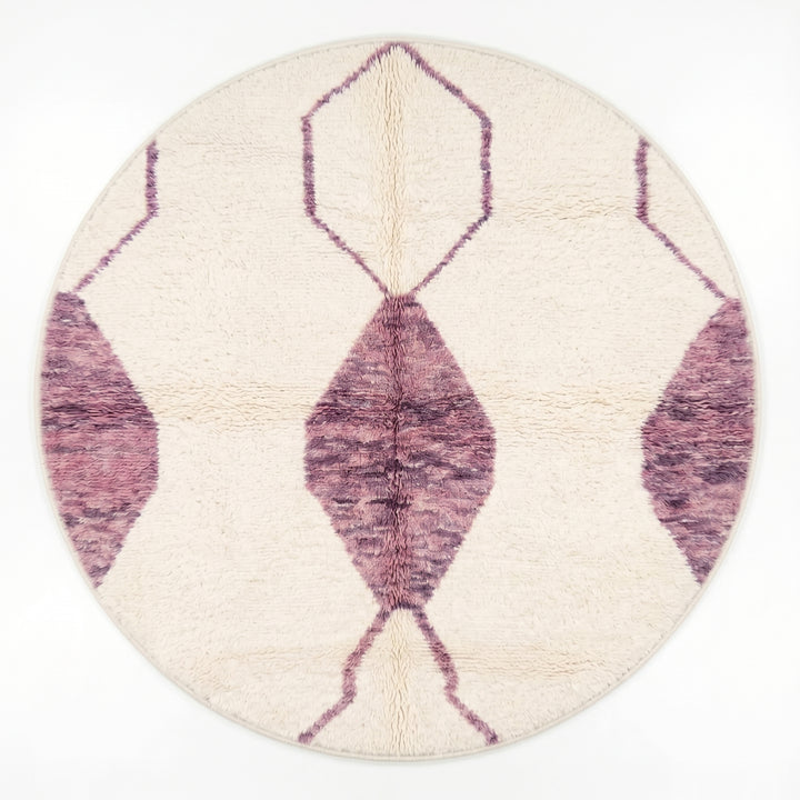 Custom Moroccan Round Rug – Modern Mauve Geometric Moroccan Carpet