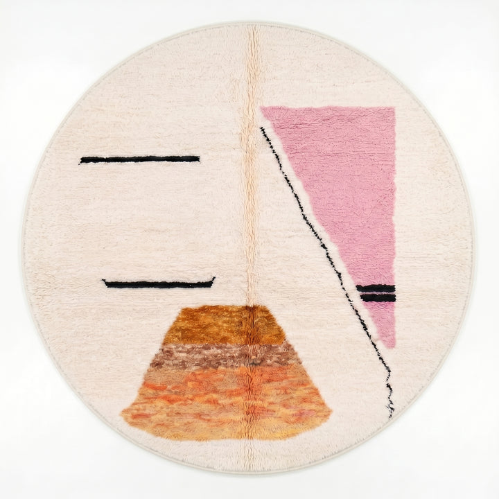 Custom Moroccan Round Rug – Contemporary Sunset Geometric