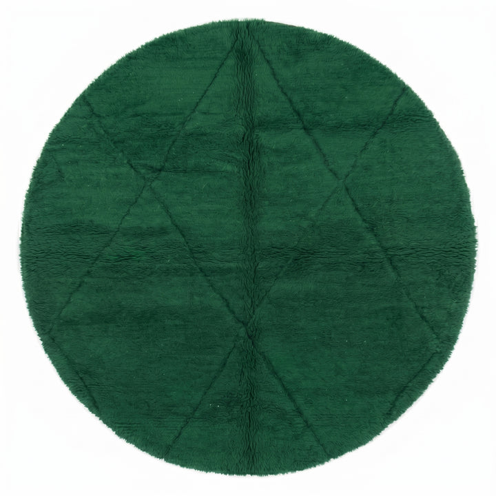 Custom Moroccan Round Rug – Monochromatic Emerald Green