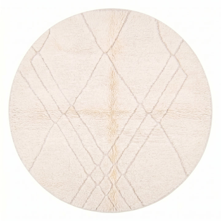 Custom Moroccan Round Rug – The Atlas Ivory Minimalist Tonal