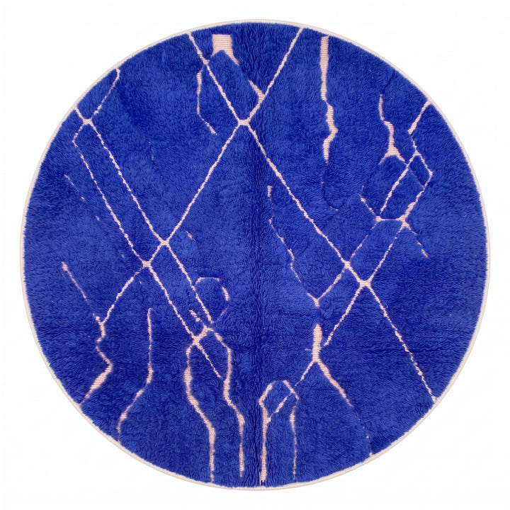 Custom Moroccan Round Rug – Vibrant Royal Blue