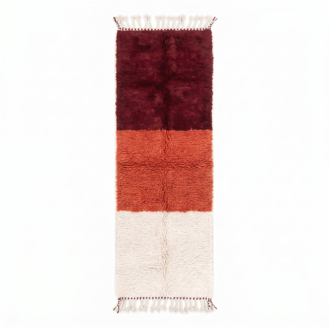 Beni Ourain Moroccan Runner Rug –  Burgundy &amp; Sunset Orange