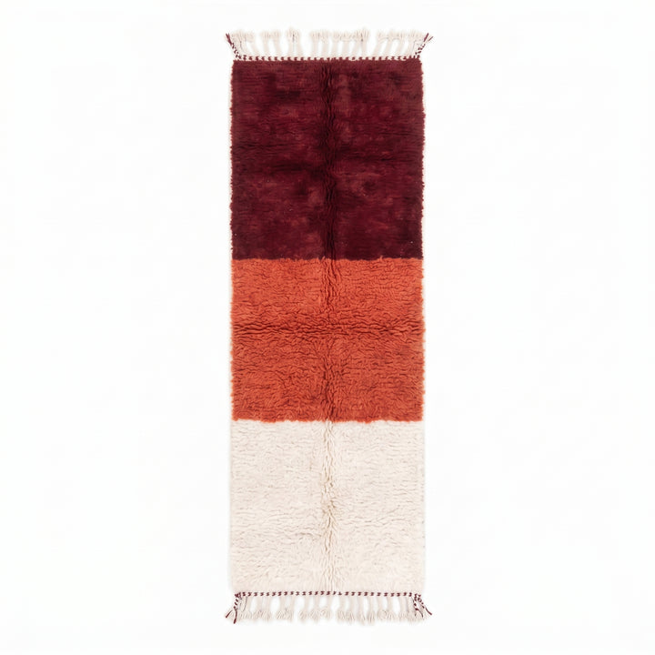Beni Ourain Moroccan Runner Rug –  Burgundy &amp; Sunset Orange
