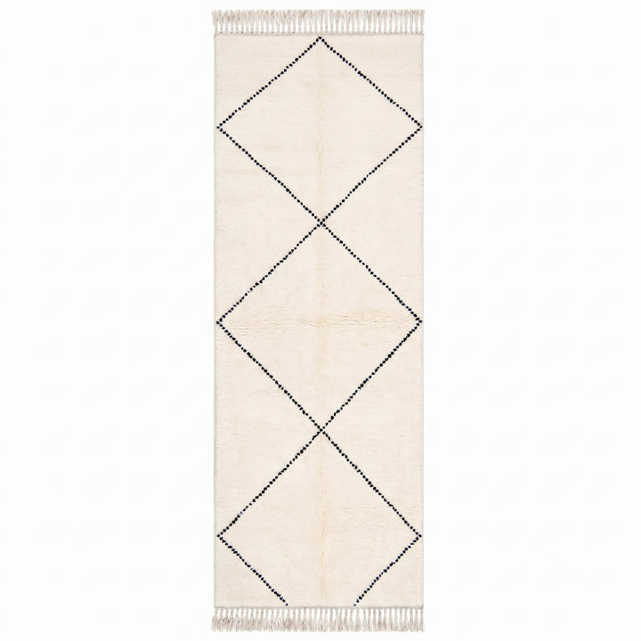 Beni Ourain Moroccan Runner Rug – Classic Geometric Diamond