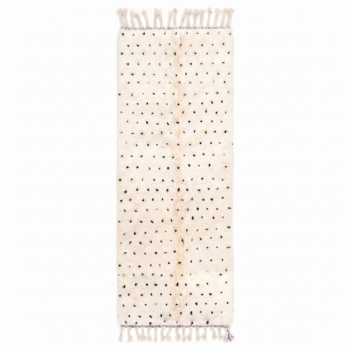 Beni Ourain Moroccan Runner Rug - Minimalist Speckled Polka Dot