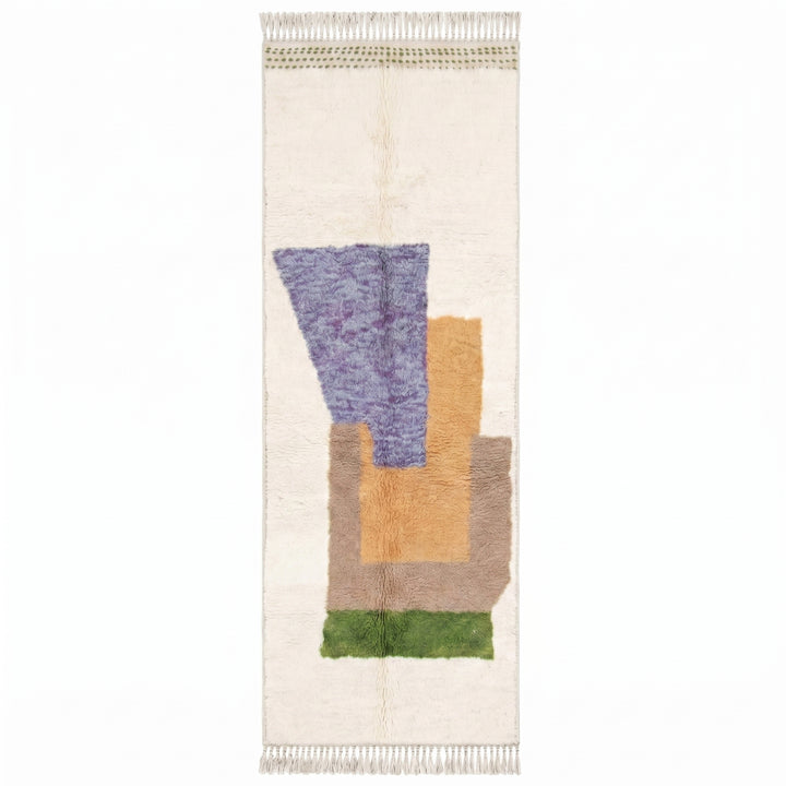 Beni Ourain Moroccan Runner Rug – Modern Abstract Color Block