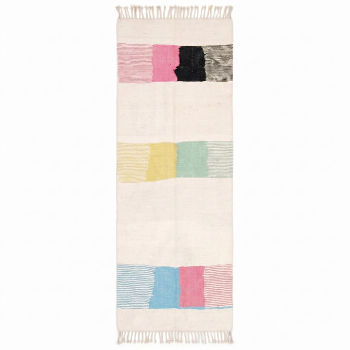 Beni Ourain Moroccan Runner Rug – Modern Striped Moroccan Kilim