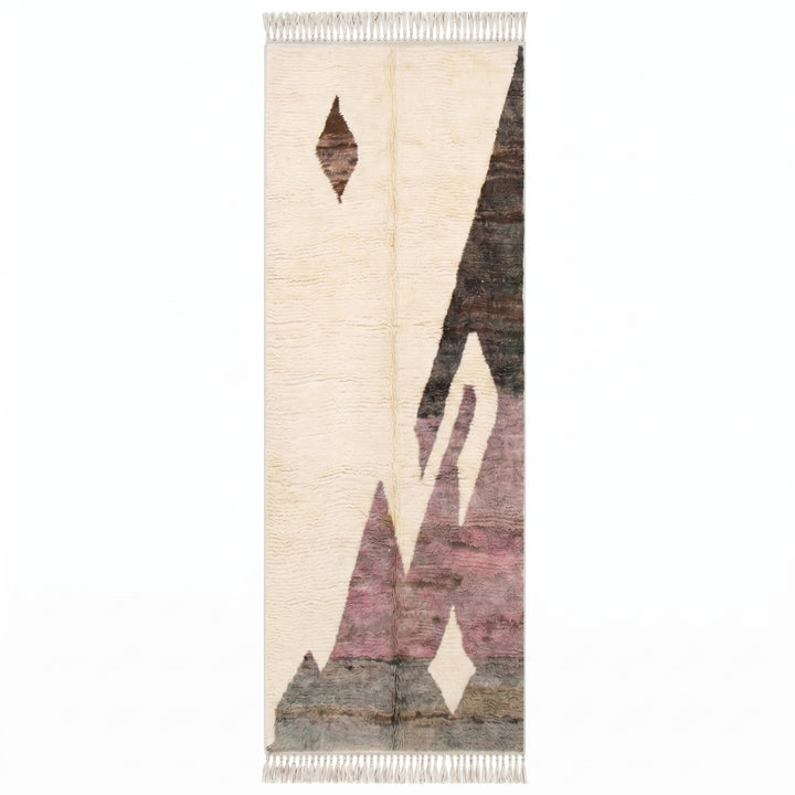 Beni Ourain Moroccan Runner Rug – Dusty Pink and Olive &amp; Earth Tones