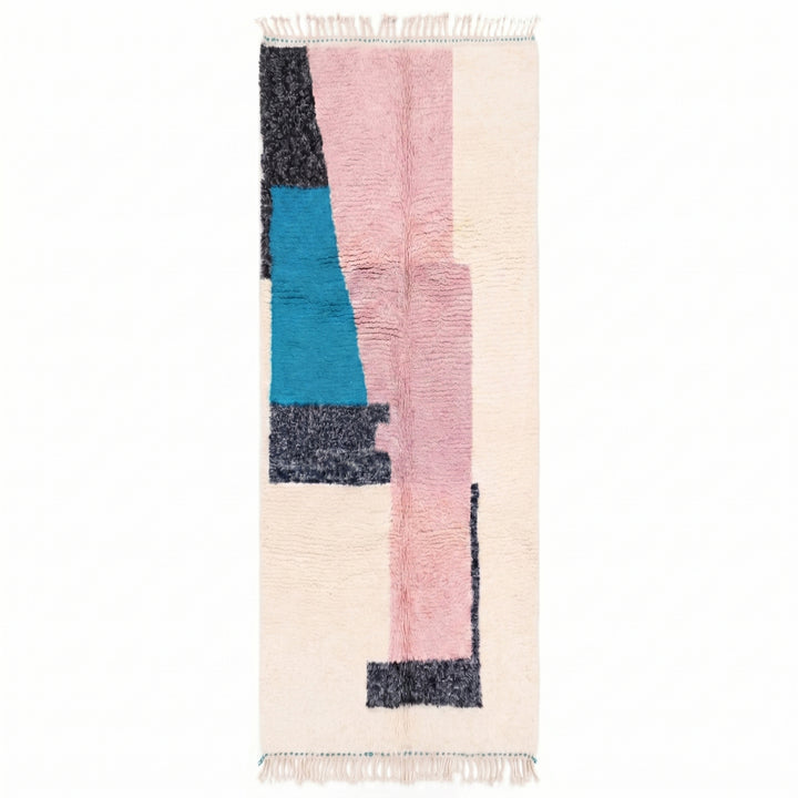 Beni Ourain Moroccan Runner Rug – Modern Abstract Color Block
