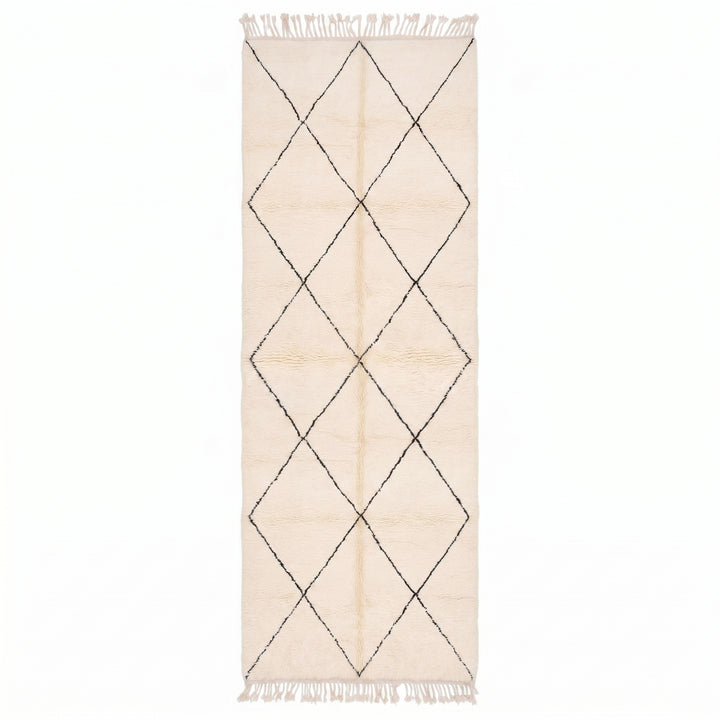 Beni Ourain Moroccan Runner Rug – Classic Large Diamond Design