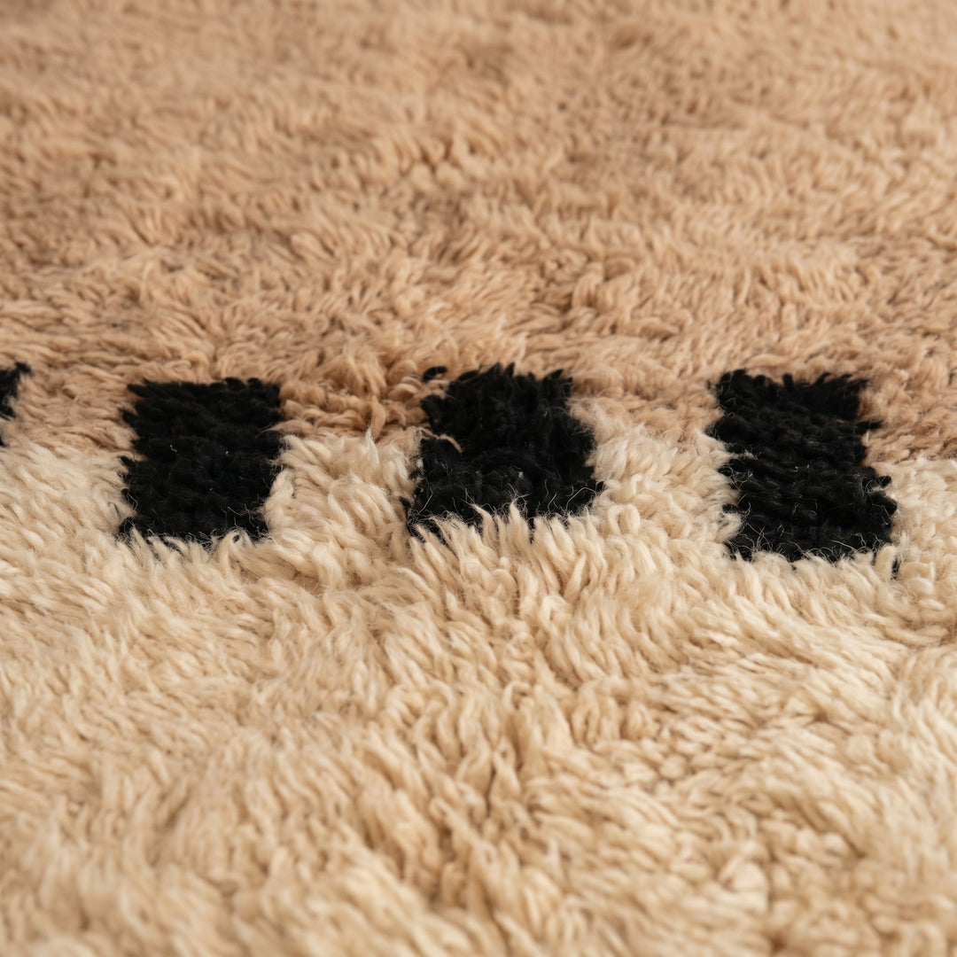Custom Beni Ourain Rug | Two-Tone Beige with Dashed Black Stripe