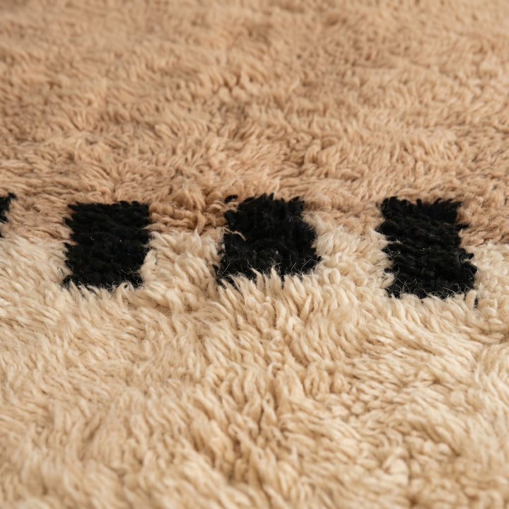 Custom Beni Ourain Rug | Two-Tone Beige with Dashed Black Stripe