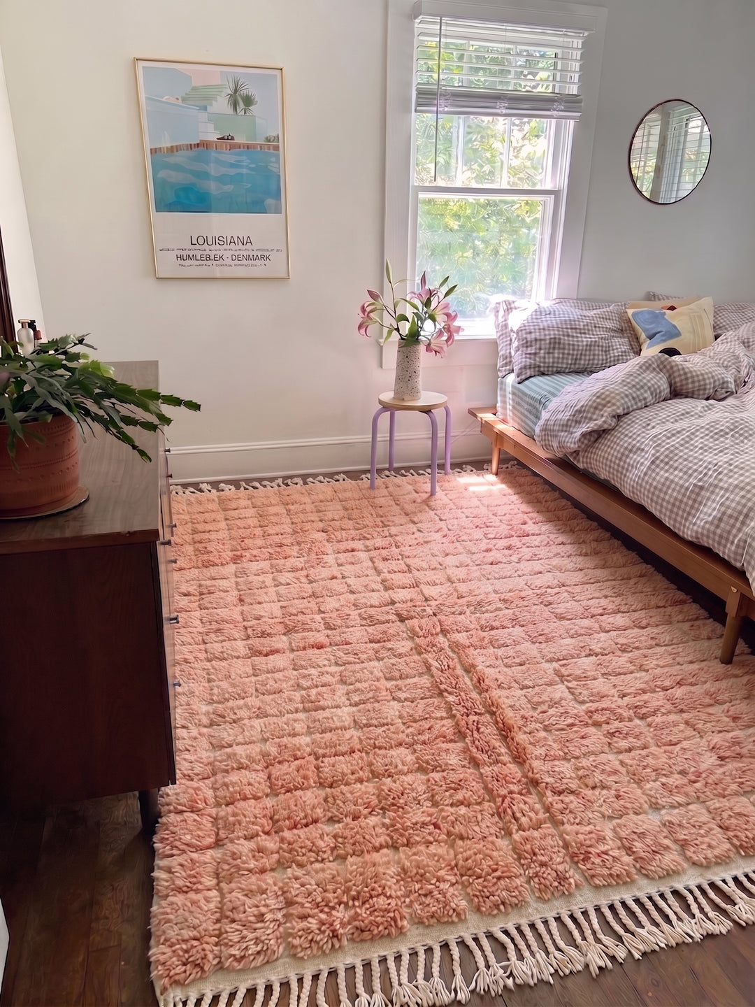 Custom Beni Ourain Rug – Peach Plush Grid