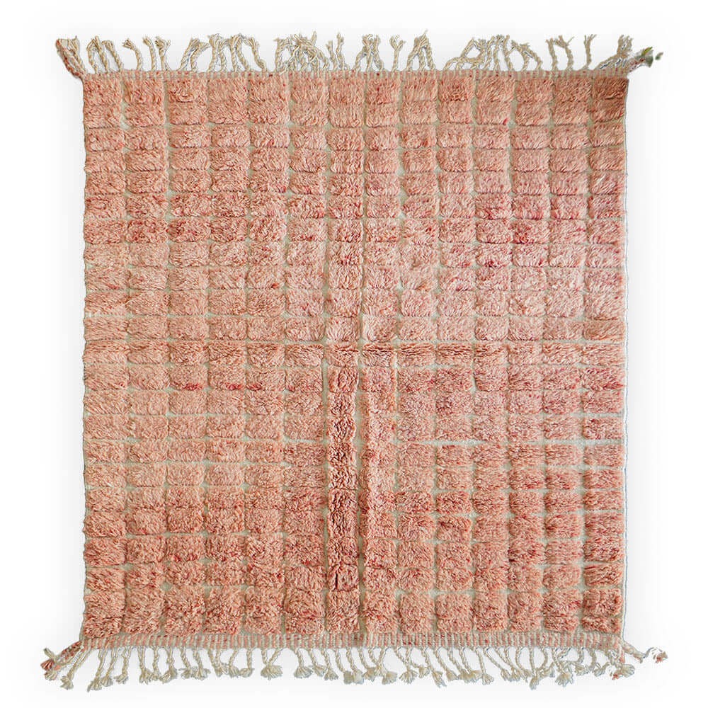 Authentic Custom Beni Ourain Rug | The Peach Plush Checkerboard
