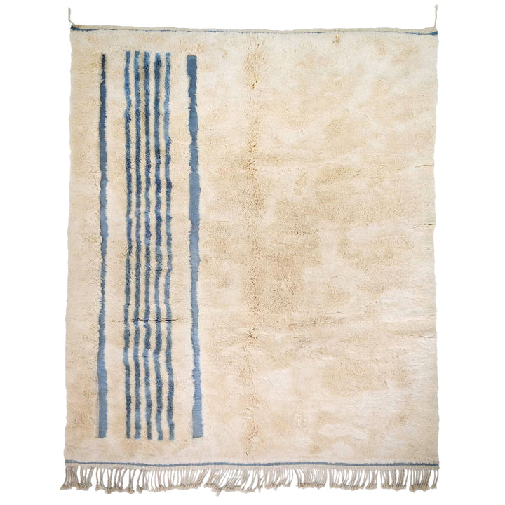 Custom Beni Mrirt Rug | Asymmetrical Tranquil Blue Stripe