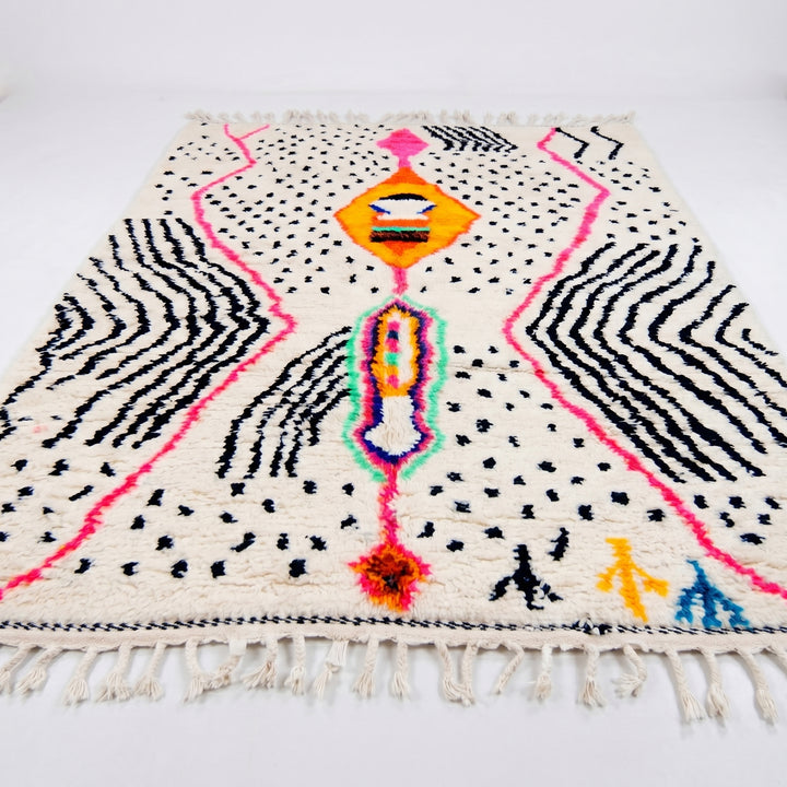 Custom Authentic Azilal Rug - Neon Pink Lines &amp; Abstract Geometric Art