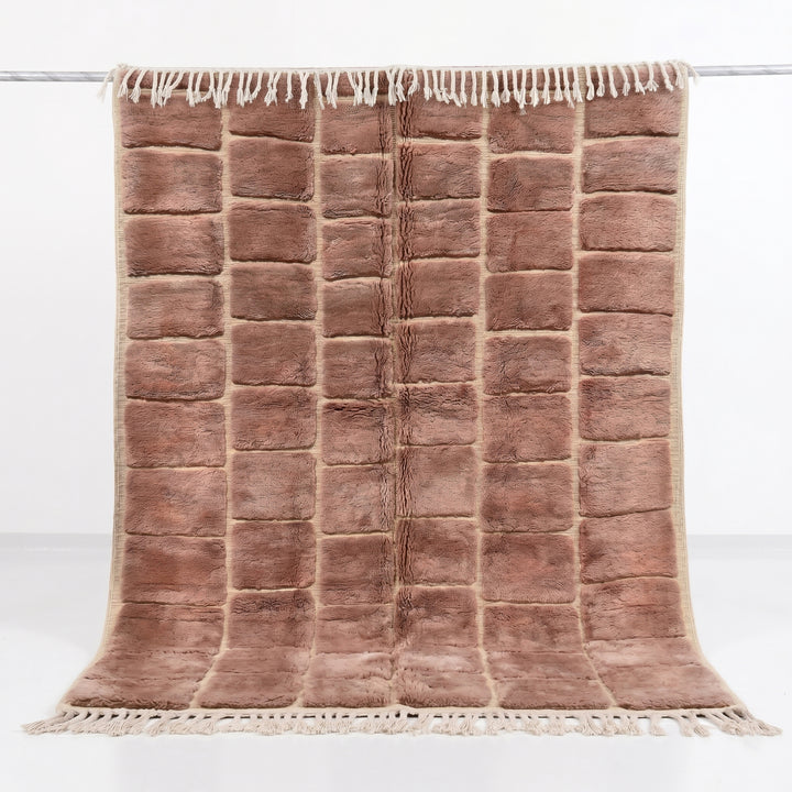 Tapis Beni Mrirt sur mesure | Grille de blocs rose poudré