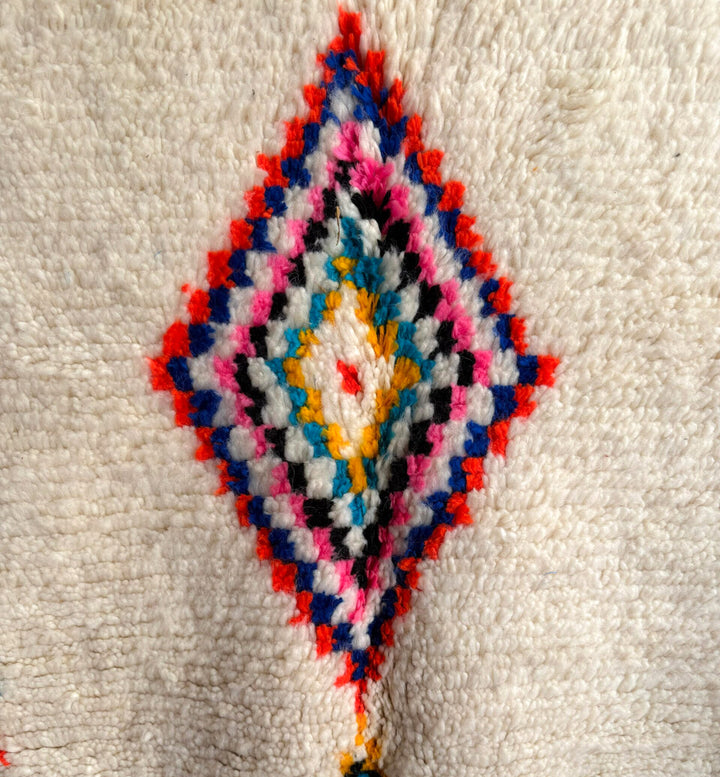 Custom Authentic Azilal Rug – Vibrant Layered Diamond &amp; Chevron Canvas