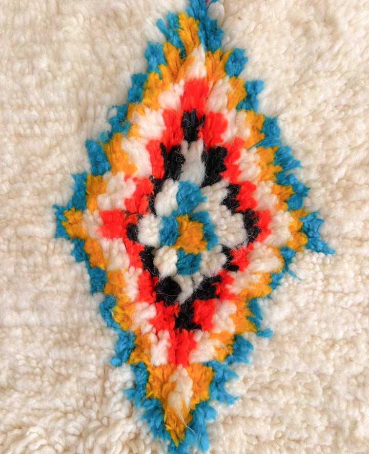 Custom Authentic Azilal Rug – Vibrant Layered Diamond &amp; Chevron Canvas