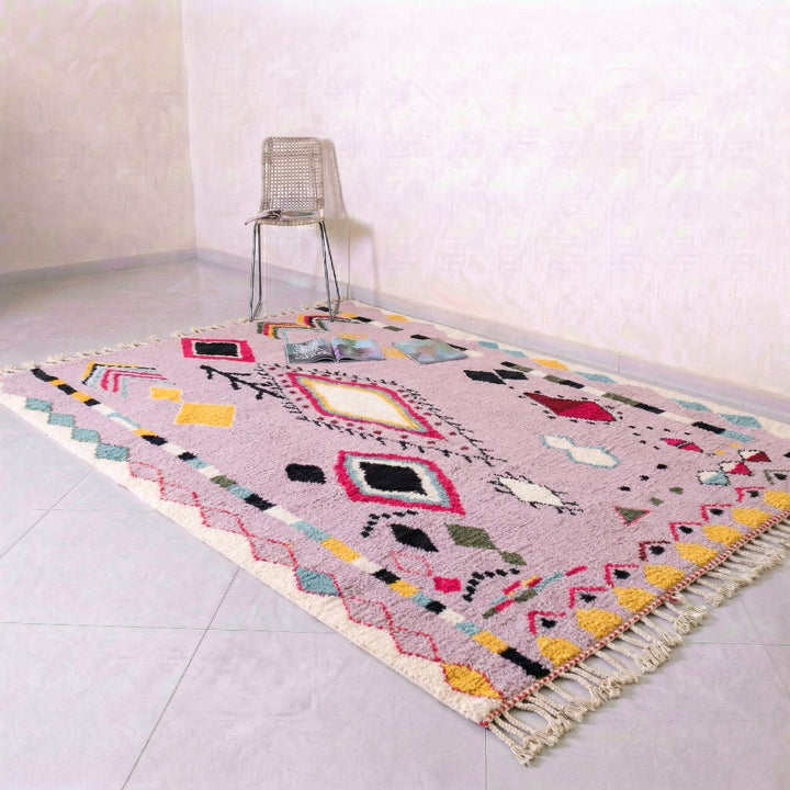 Authentic Custom Beni Ourain Rug - Vibrant Pink Boho
